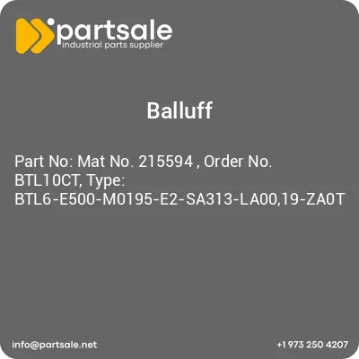 mat-no-215594-order-no-btl10ct-type-btl6-e500-m0195-e2-sa313-la0019-za0t