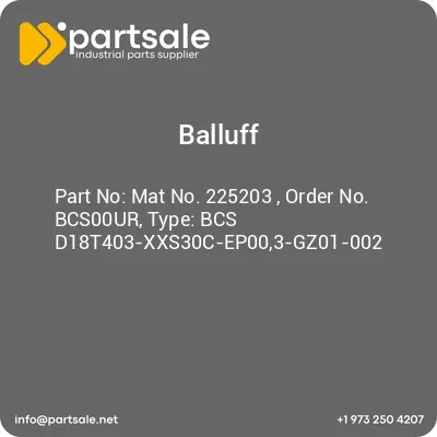mat-no-225203-order-no-bcs00ur-type-bcs-d18t403-xxs30c-ep003-gz01-002