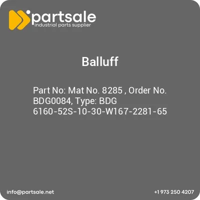 mat-no-8285-order-no-bdg0084-type-bdg-6160-52s-10-30-w167-2281-65