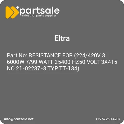 resistance-for-224420v-3-6000w-799-watt-25400-hz50-volt-3x415-no-21-02237-3-typ-tt-134